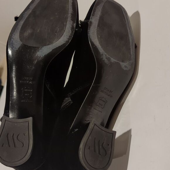 Stuart Weitzman On The Fringe Black Ankle Boots Block Heel Booties Size 8.5 - Picture 9 of 11